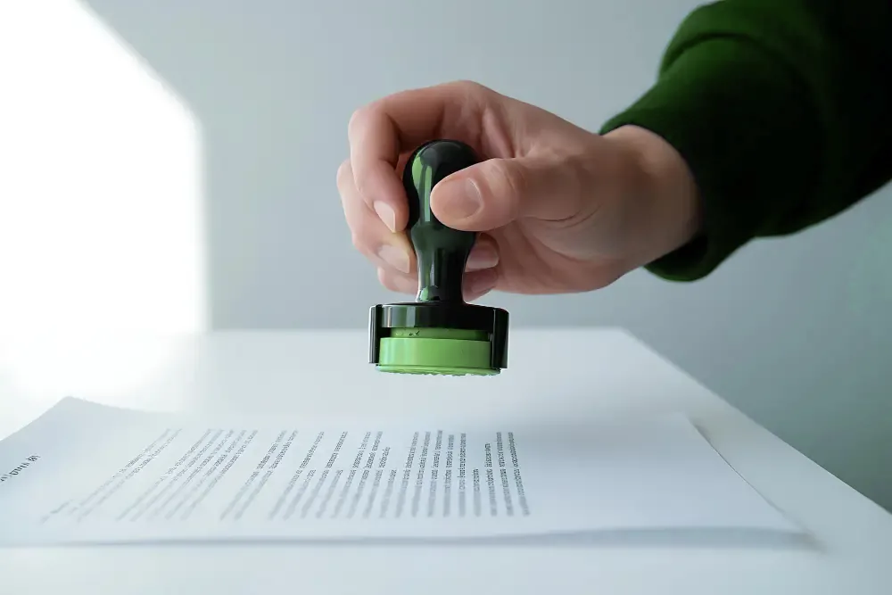 Officieel stempel op beëdigd vertaald document